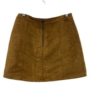 Old Navy Brown Faux Suede Utility Mini A-Line Skirt Size 8 Women's Preowned